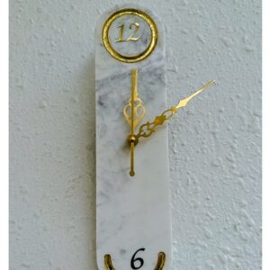 WHITE MARBLE WALL CLOCK ADORN WITH 18 KT GOLD LEAF