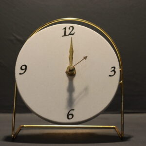 White marble moon desk clock